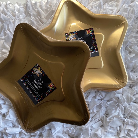 💖Gold star metallic paper plate- 8 pack bundle - Picture 2 of 4